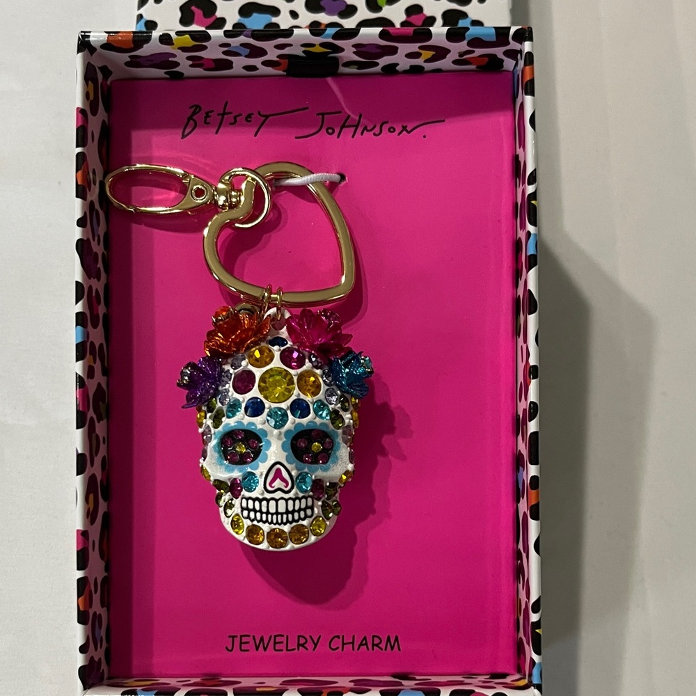 Betsey Johnson Sugar Skull Day of the Dead Bag Charm NWT